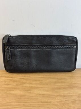 Levenger Black Pebbled Leather Utility Zip Pouch / Travel Organizer LIKE NEW!